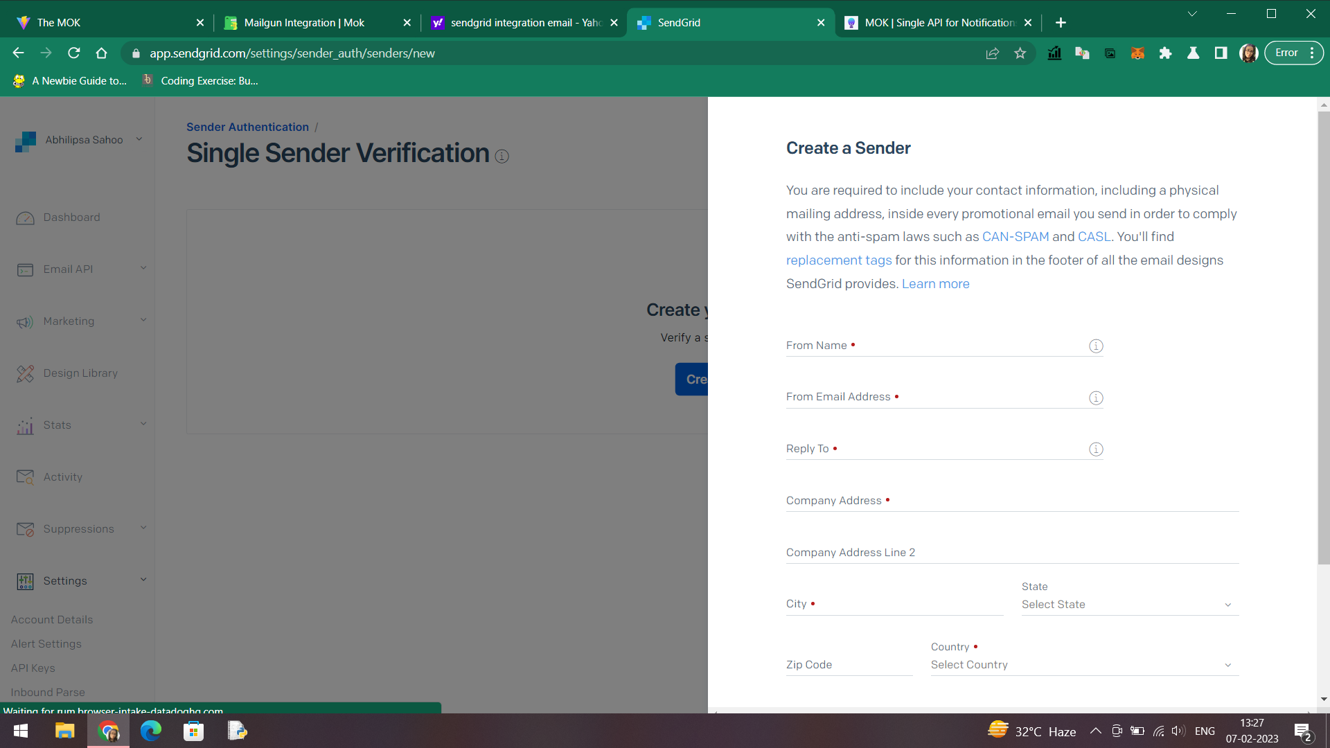 Sendgrid Form1